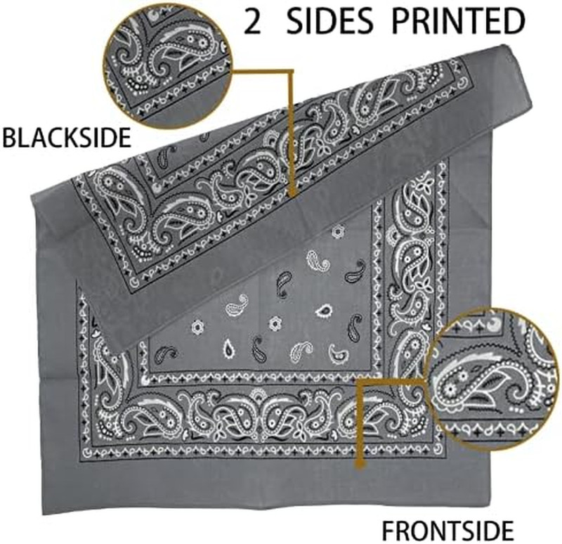 Bandanas 3 Pack 6 Pack 12 Pack 22 Inch Cotton Paisley Kerchiefs for Men and Wome gallery