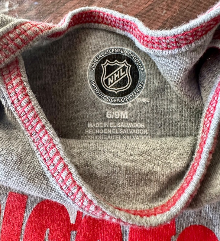 Three Detroit Redwings One pieces 6/9 months gallery
