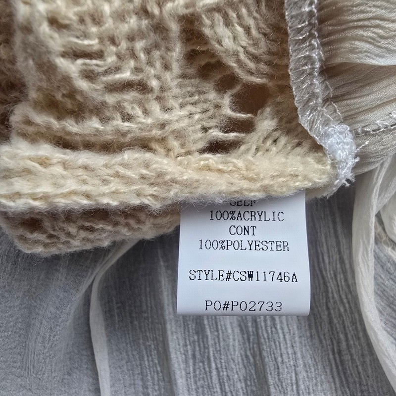 Cloud Ten Womens Mixed Media Knit Sweater Top Cream White CSW11746A Small NWT gallery