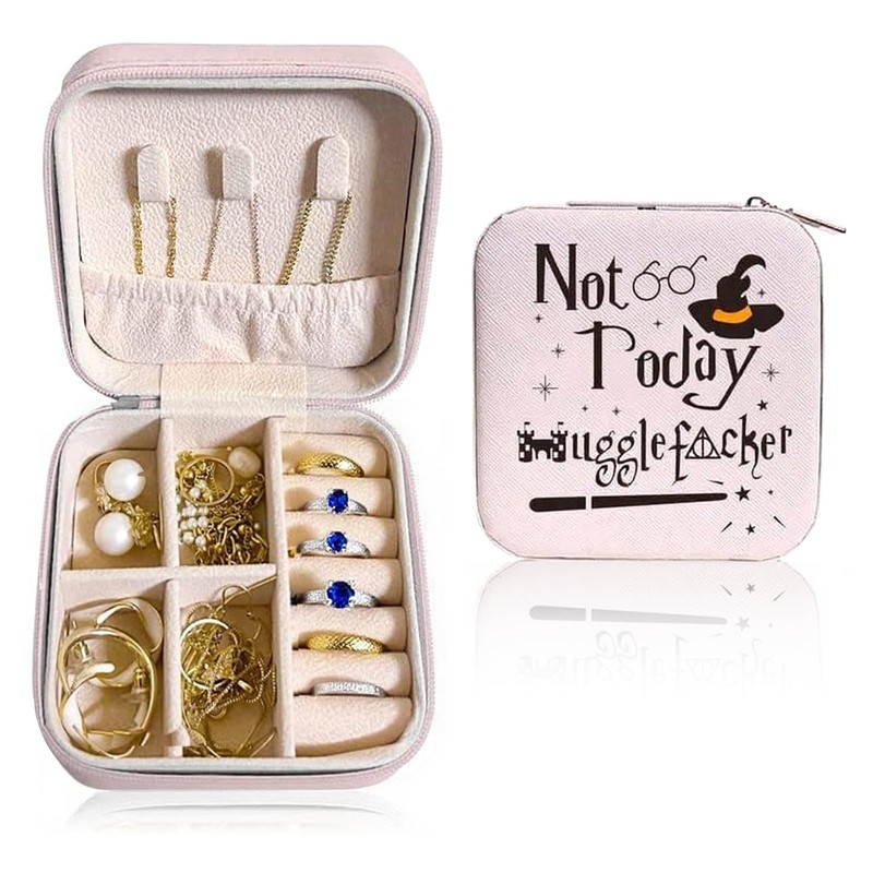 niudewo Funny Not Today Jewelry Organizer Case Small Portable black