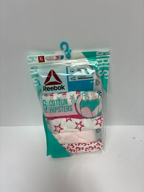 Reebok Girls Hipster Underwear 6 Pack Size XL Cotton Stretch Tag-Free Comfort