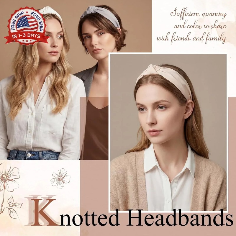 obeoby 8Pcs Headbands for Women, Fashion Knotted Headband Brown Series Wide Hair gallery