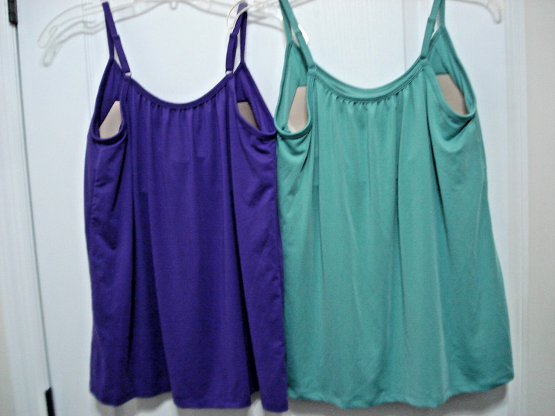Lot 2 Woman 32 Degrees Cool Flowy Padded Bra Cami Tank Tops M Purple, Sea Green gallery