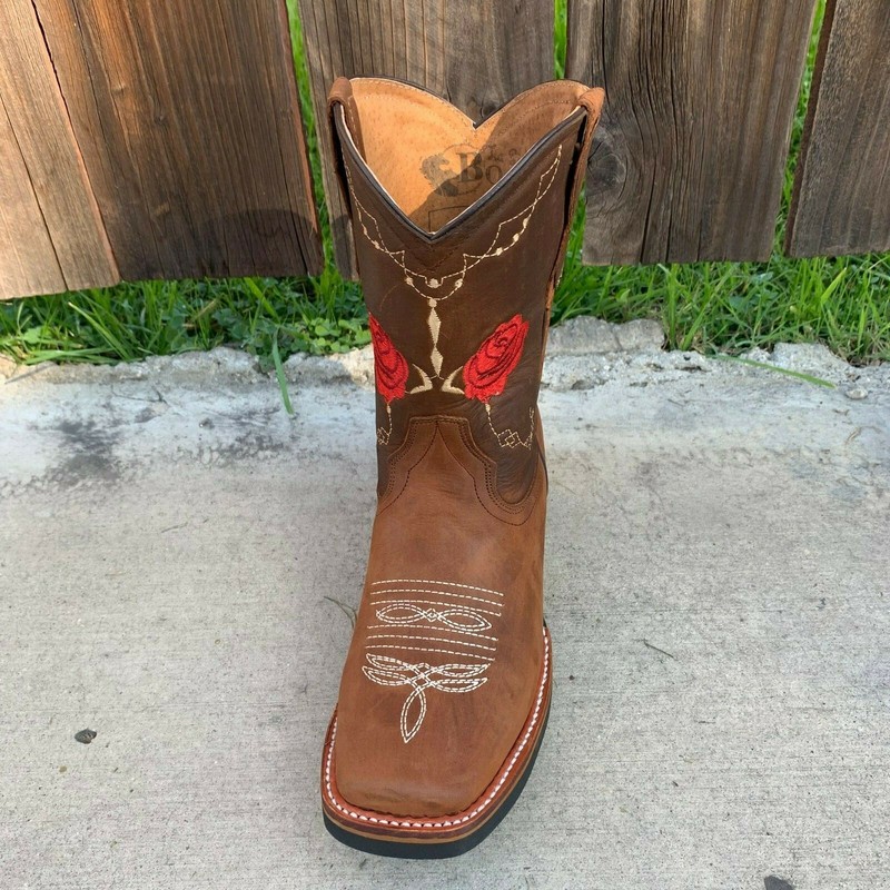 Botas Rodeo Punta Cuadrada Women's Western Square Toe Cowgirl Boots Leather 706 gallery
