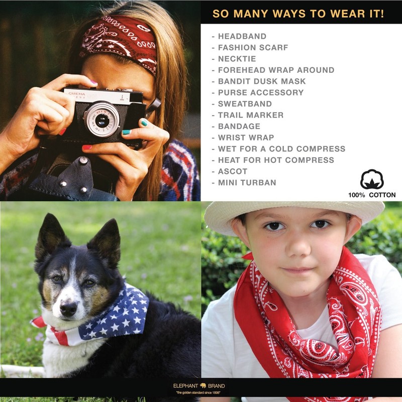 Bandanas 100% cotton since 1898-12 Pack (Maroon) gallery