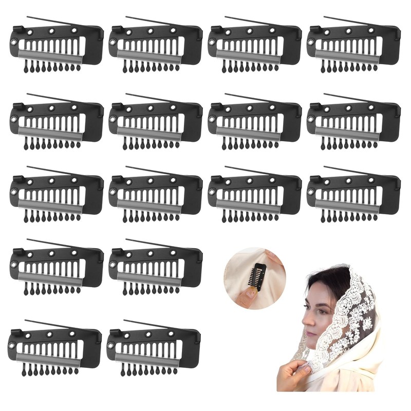 16pcs Clips for Hair Extensions 10-Teeth Wig to Secure Wig No Sew,Invisible S…