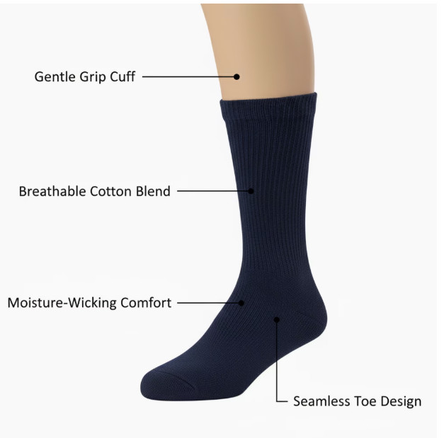 Genuine Comfello Men’s Diabetic Crew (Mid-Calf) Socks Fits Size 8,9,10,11 3-Pack