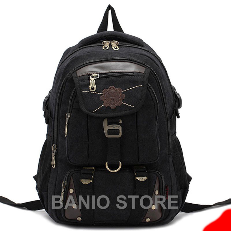 KAUKKO Men Canvas Backpack Rucksack Bag Camping Travel School Satchel Outdoor gallery