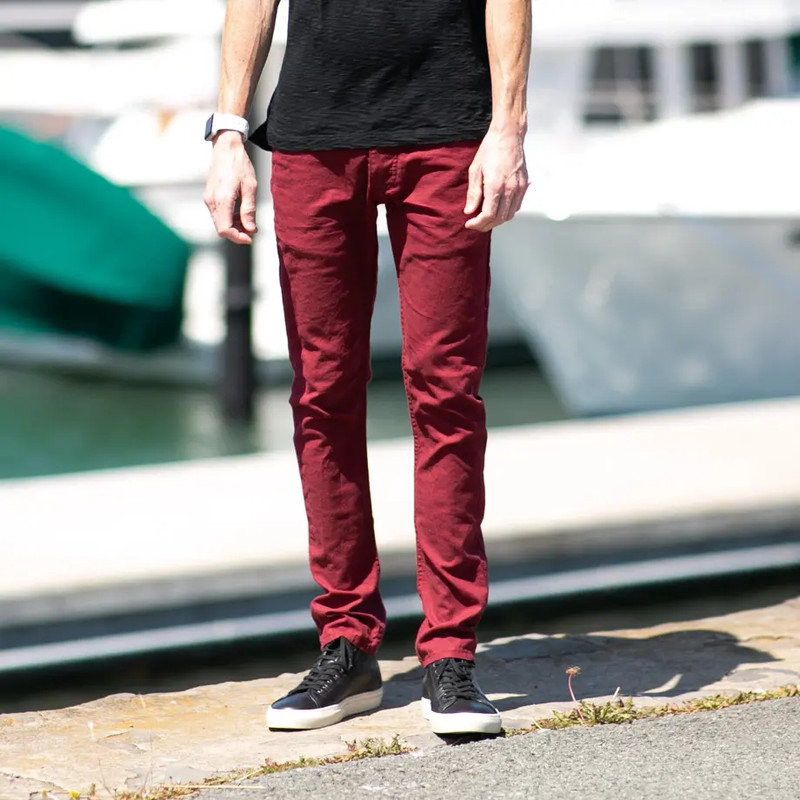 Gustin Made in USA #22 Linen 5 Pocket – Deep Red – 33in waist