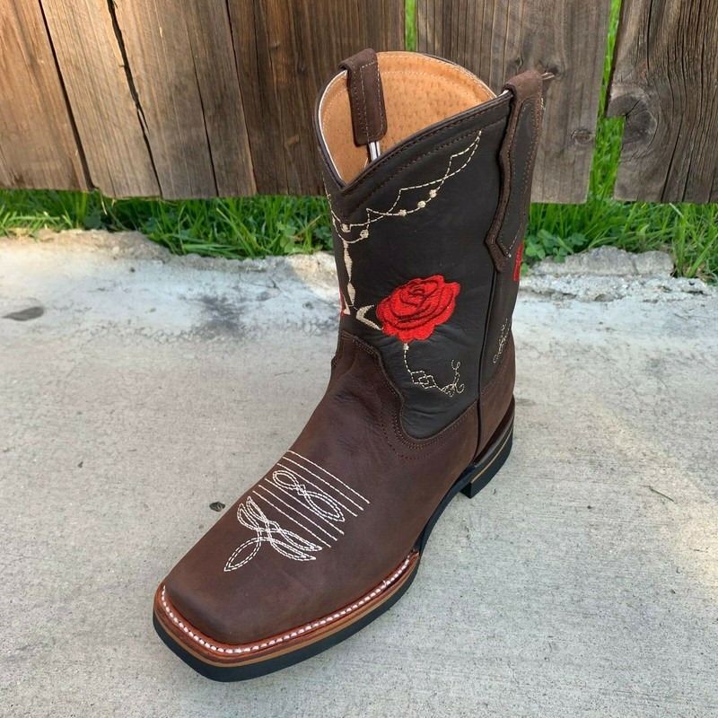 Botas Rodeo Punta Cuadrada Women's Western Square Toe Cowgirl Boots Leather 706 gallery