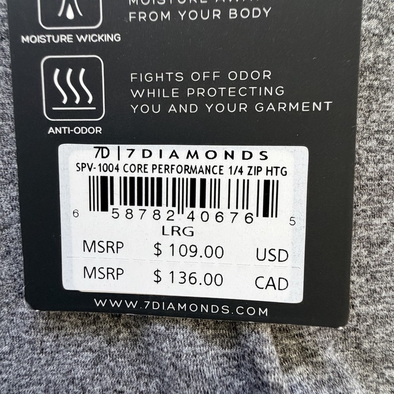 New 7D 7 Diamonds Core Performance 1/4 Zip Grey Heather Top L $109 NWT gallery