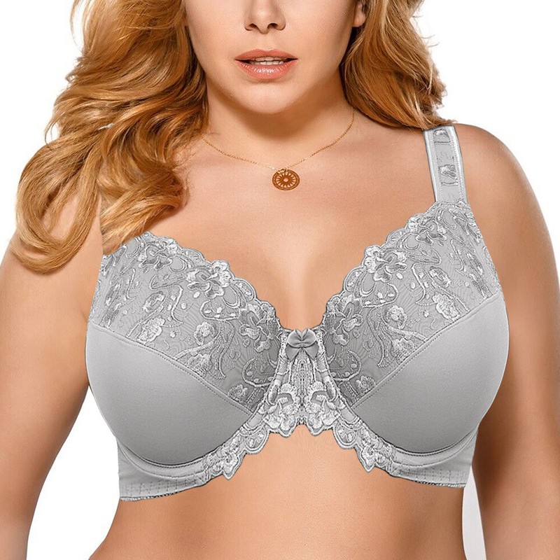 Womens Underwired Full Coverage Bra Unlined Minimizer Lace Bra Plus Size 36 – 48