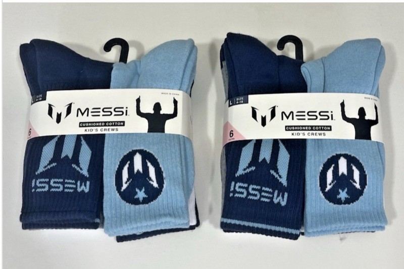 Messi Collection Kids Crews Socks Cushioned Size Large (4-10) - 12 Total Pairs gallery