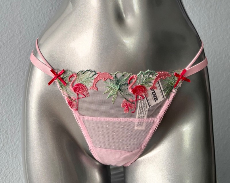 PINK Victoria’s Secret V String Panty Strappy Mesh Flamingo Nwt S M L XL 2XL