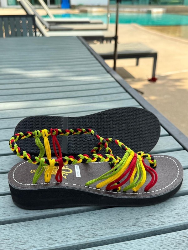 Hand-made braided sandals w/heels (1.5 inches) Reggae Summer Beach 100%Authentic gallery