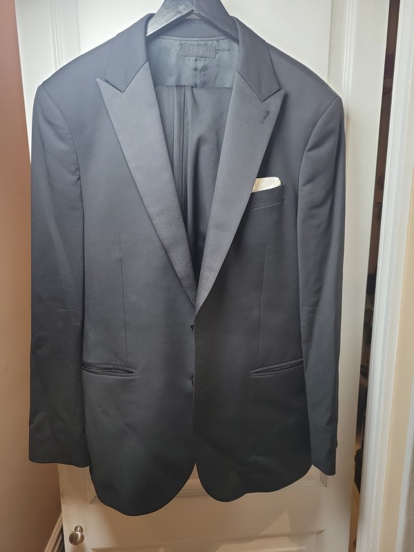 J.Crew Ludlow Tollegno 1900 2-Pcs Suit Black Tuxedo Jacket Sz 40S,Pants 33w/28L