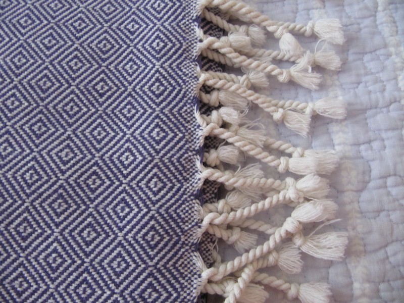 Greek Throw/Blanket; Purple/White with 3" Fringe; 67"(170sm)L x 36(91sm)"W gallery