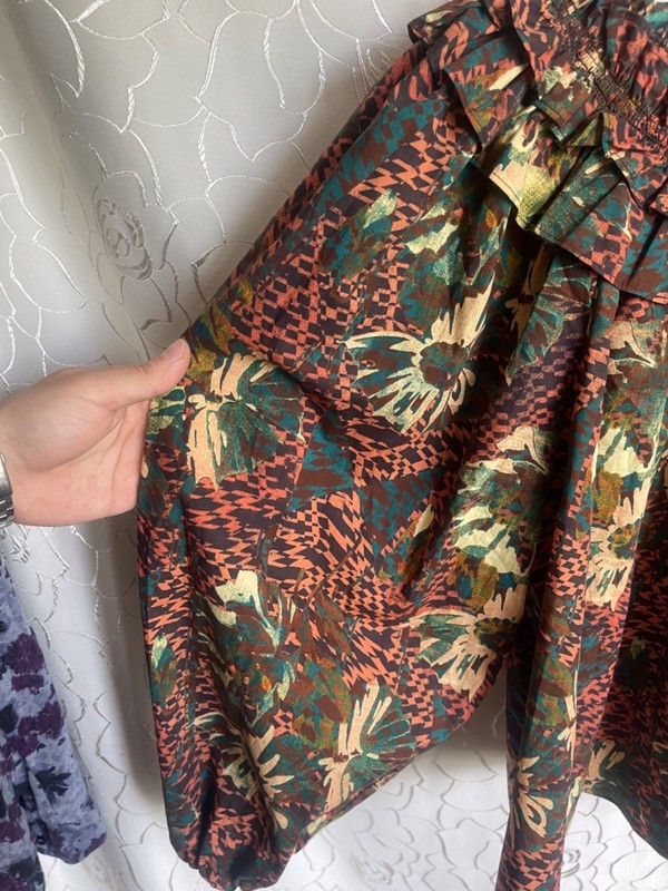 Ulla Johnson Olga Ruffle Blouse Prisme Floral Geometric Print Woman Size 4 S-M gallery