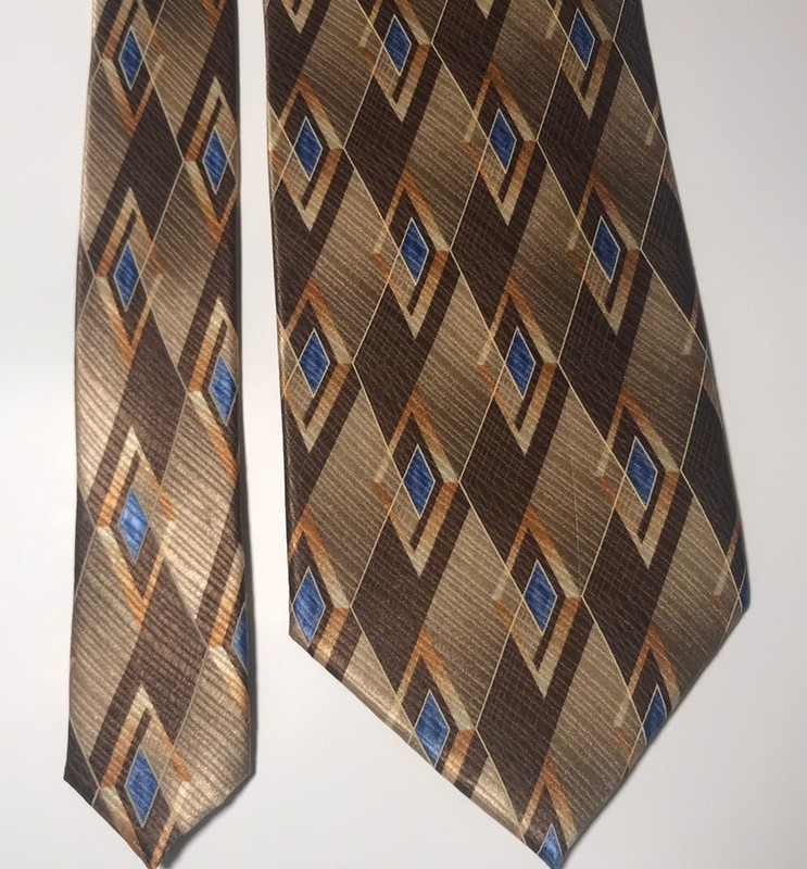 Giorgio Bissoni Rome London Tie Necktie Mens Brown Gold 100 Silk Classic Width