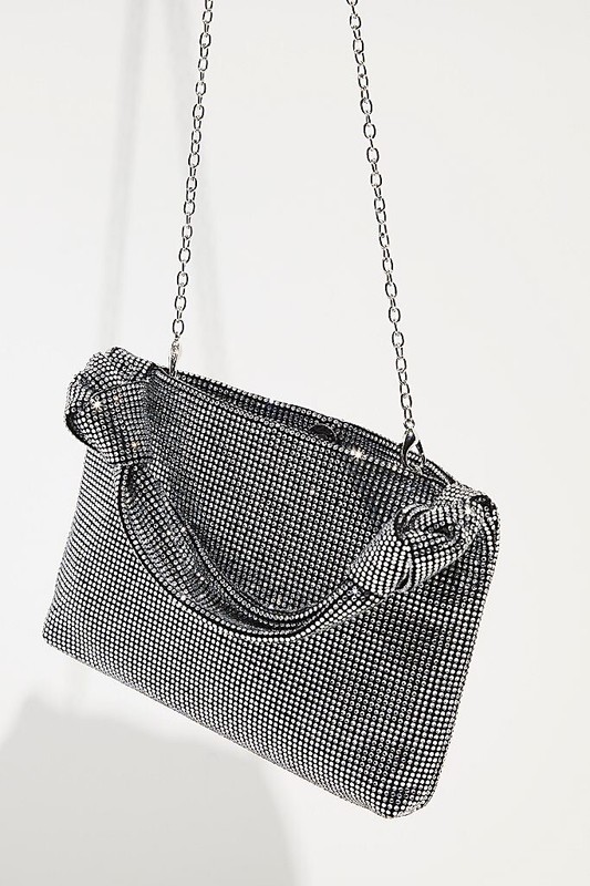 Free People Zaza Rhinestone Clutch Bag Removable Chain Strap NWOT $48