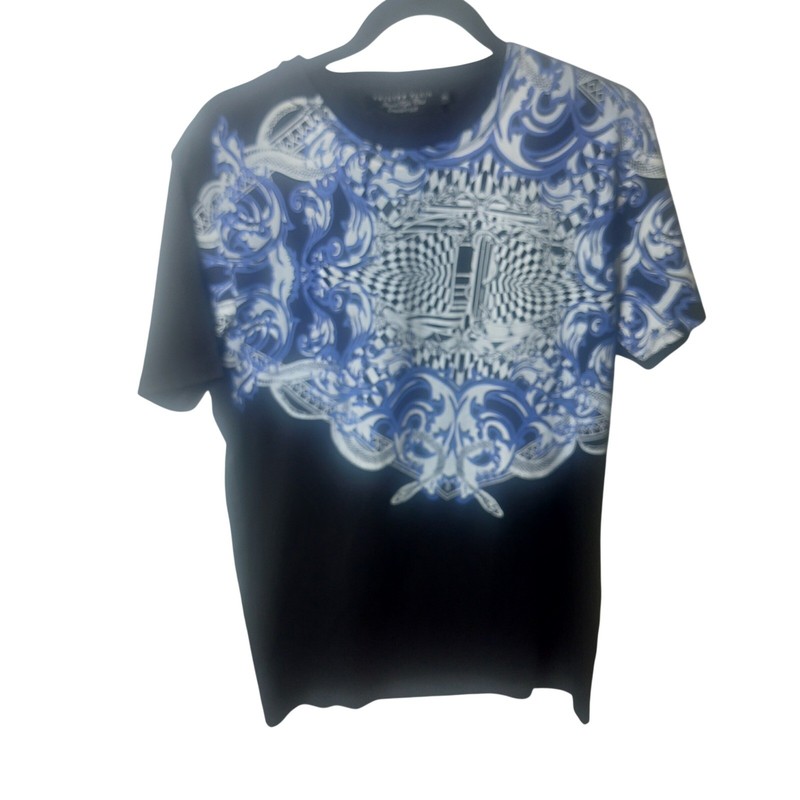 Philipp Plein Money Night Club T-Shirt Black Blue Baroque Graphic Print XL Mens