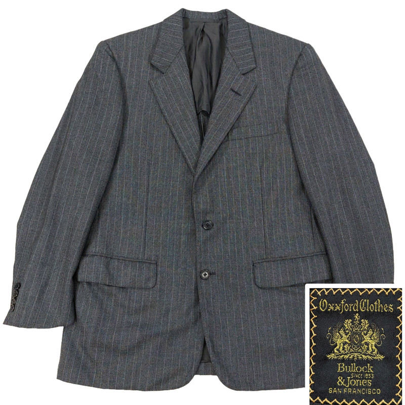 Oxxford Clothes Diplomat N2 Blazer Suit Jacket 40R, Grey Pinstriped, 2 Button