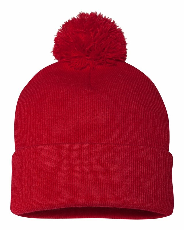 Sportsman 100% Acrylic Pom-pom On Top 12″ Knit Beanie – SP15 One Size