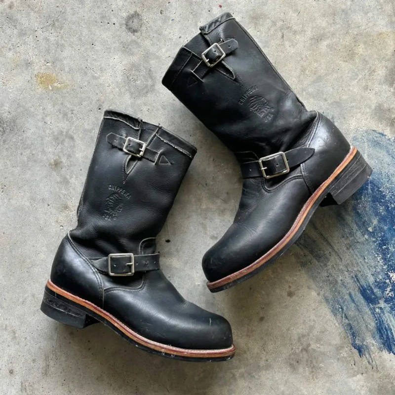 Chippewa Black Leather Engineer Boots Size 8D Men’s Style 27899