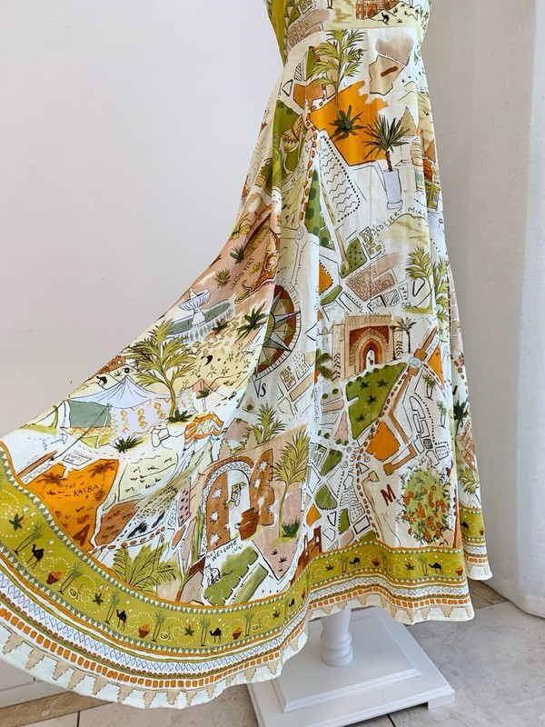 Alemais Linen Mustard Yellow Spaghetti Strap Floral Dress gallery