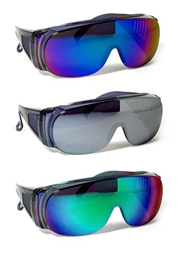 Calabria 1003 Large FitOver 100% UV protection in Blue/Green/Silver Mirror 3Pack