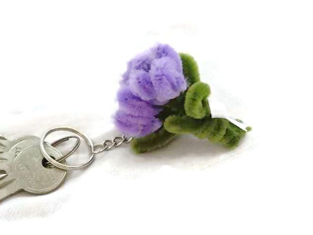 Handmade Chenille Flower Keychain Cute Floral Bag Charm Unique Gift Accessory gallery