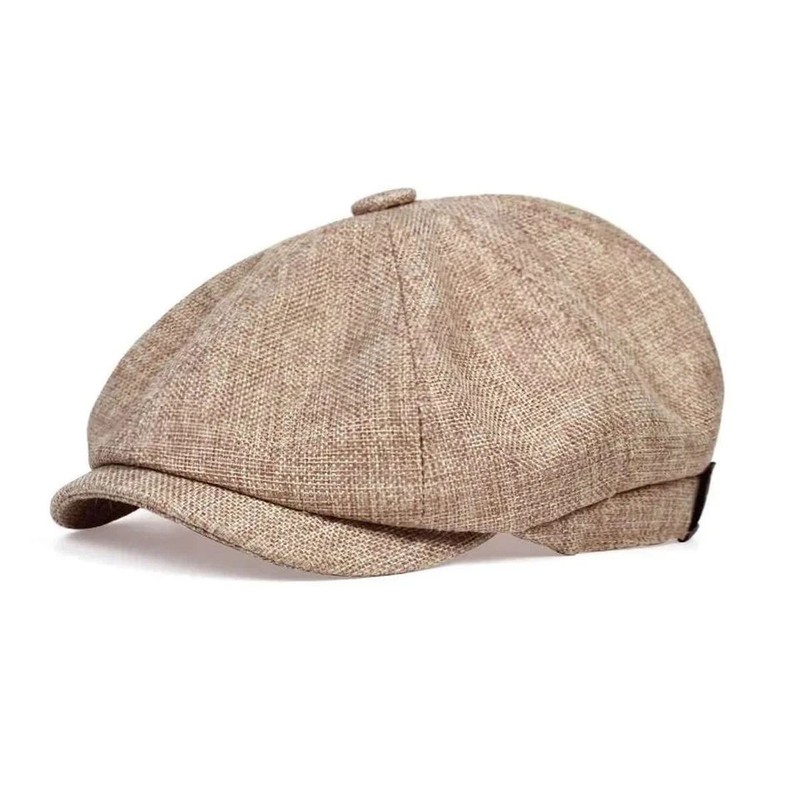 Vintage Newsboy Cap Gatsby Hat Classic 8 Panel Flat Ivy Cabbie Driver Cap Linen