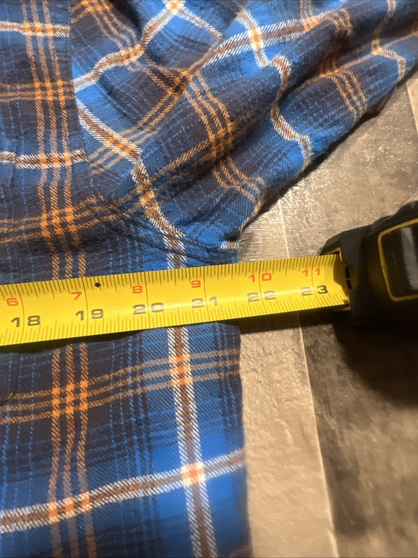 44mm Legendary Goods Flannel Shirt Mens Large Blue Orange Plaid Cotton gallery
