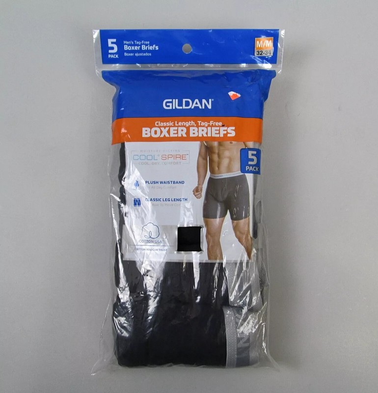 Gildan Boxer Briefs Mens (5 Pack) Classic Length Tag Free New (Assorted Colors) gallery