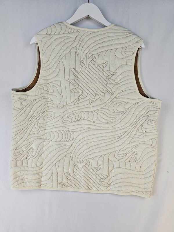 Next Cream Cream & Tan Abstract Quilted Liner Gilet Vest Waistcoat NWOT Size L gallery