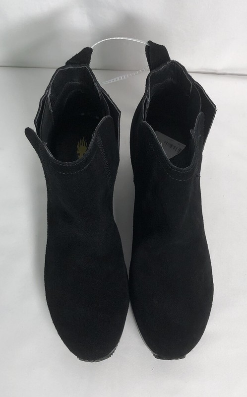 Volatile Women Ankle Booties Boots 8.5 Leather Suede Platform Flat Black Wedge gallery