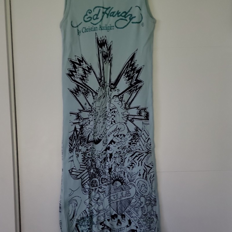 Vintage Y2K Ed Hardy by Christian Audigier Embellished Graphic Tank Dress Y2K gallery