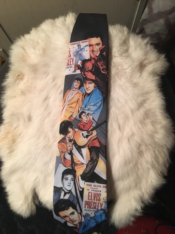“Classic Elvis” 57L Ralph Marlin Novelty Black Multi-Colored Mens Neck Tie, NWT