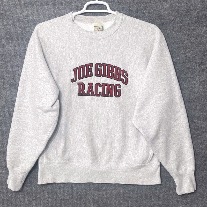 Vintage Lee Crossgrain Joe Gibbs Racing Heavyweight Sweatshirt XL Gray NASCAR