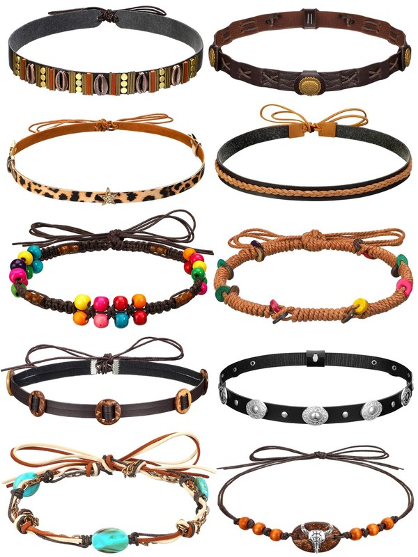 10 Pcs Cowboy Hat Bands Ethnic Western Hat Belts Rural Cowgirl Turquoise Hatb…
