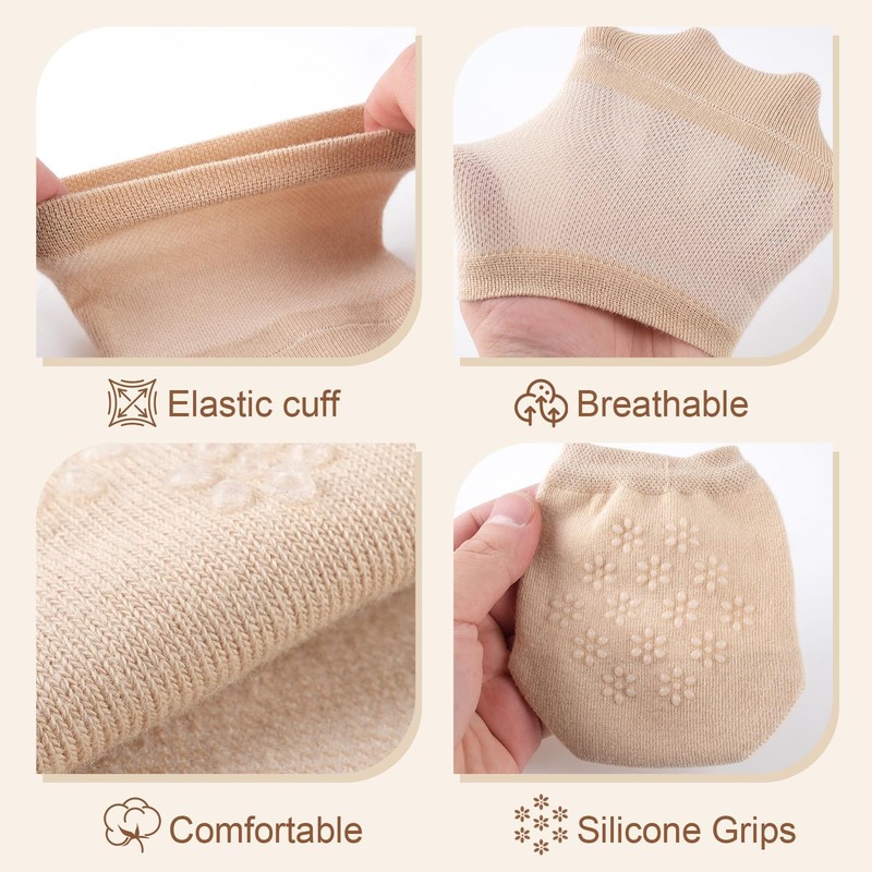 8× Toe Socks Womens for Mules Half Socks Toe Topper Covers Invisible Non-slip US gallery