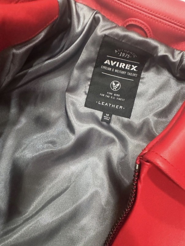 Men's Avirex Red Icon Leather Jacket Size Medium gallery