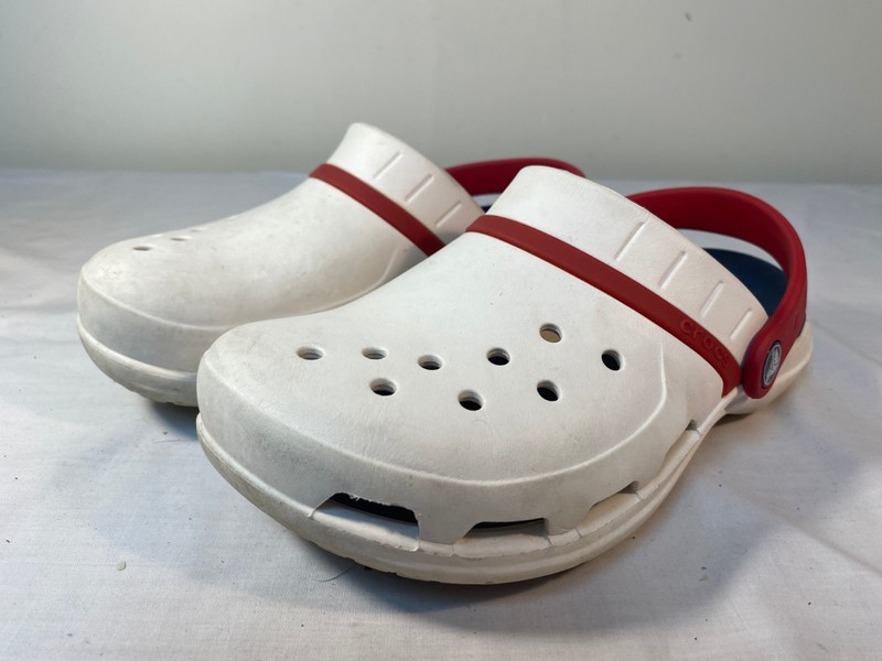 CROCS Modi Sport Clogs Sandals Unisex White Red Blue Slip On – M 5 W 7