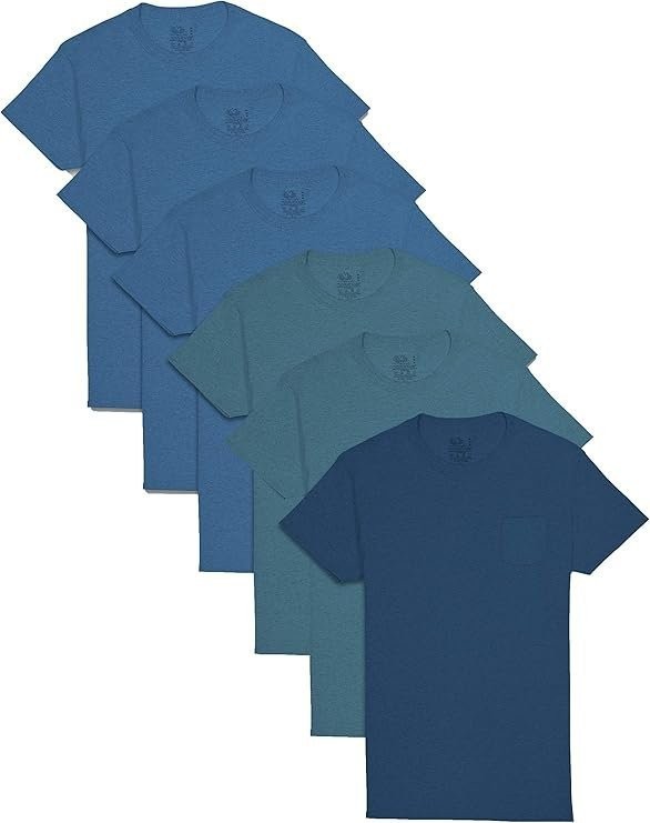 Mens 8-Pack Assorted Pocket Crew T Shirts by Fruit of the Loom Comfortable... gallery