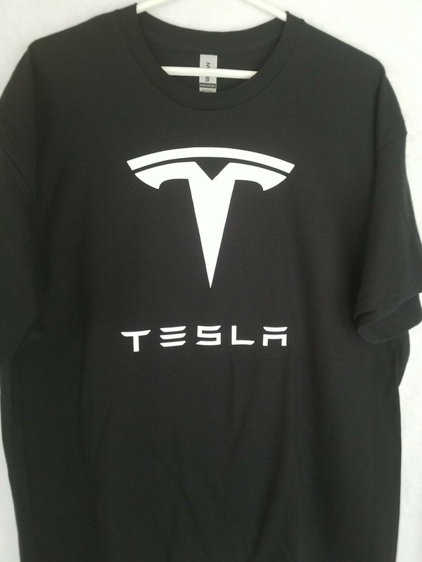 Tesla With Logo Mens Tshirt. All Sizes Same Price! Free Shipping!