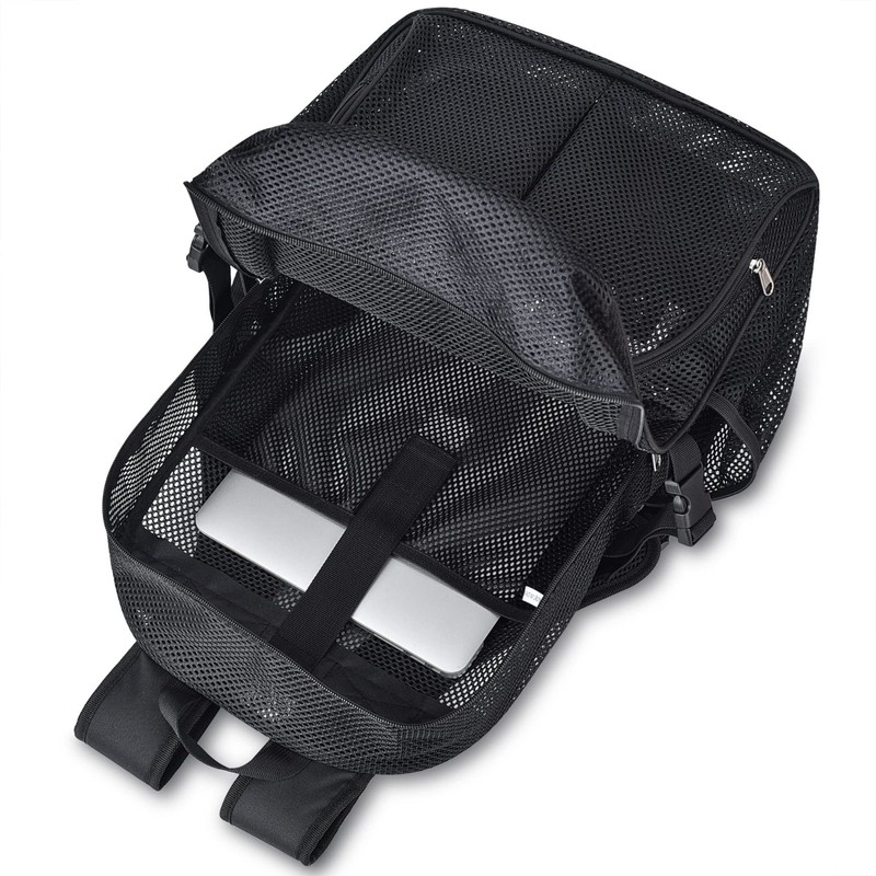 Durable 22L Mesh Backpack for School & Sports, Laptop Compartment, Black Bag gallery