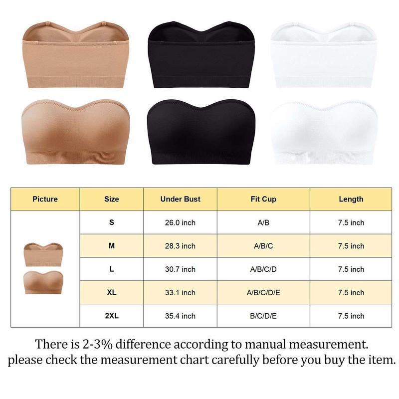 Women Padded Tube Top Bra Seamless Bandeau Strapless Bralette Stretch Intimates gallery