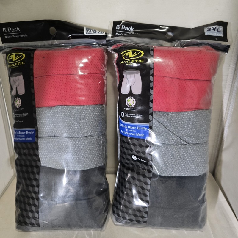 2×6 Pks Athletic Works Men’s Boxer Briefs Performance Mesh 9″ Inseam
