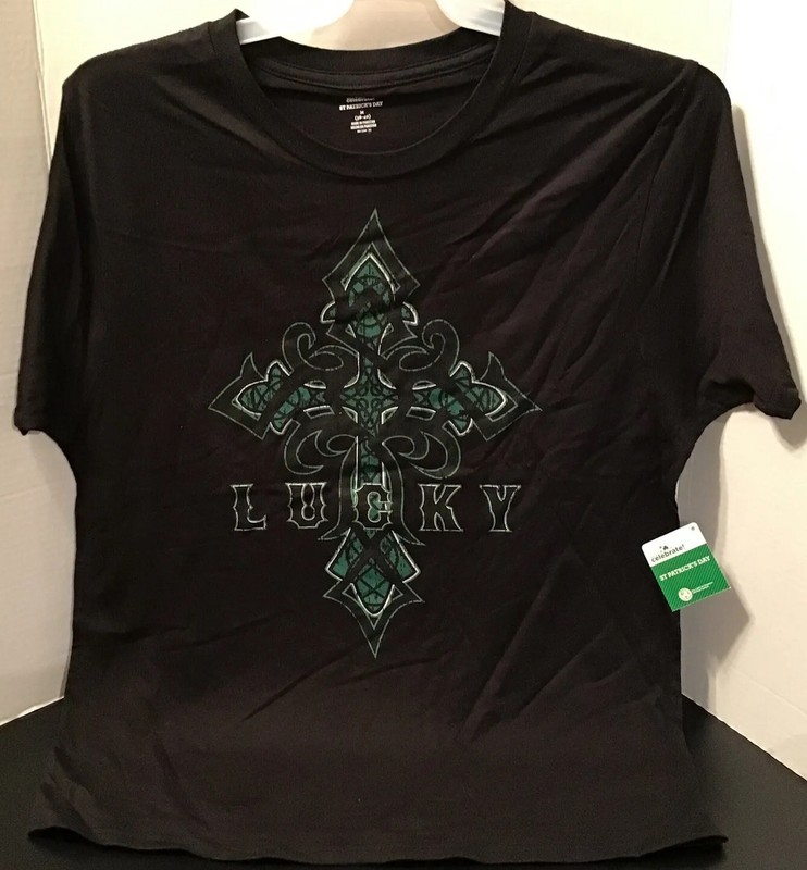 NEW Men’s M, L, XL, 2XL, or 3XL Black St. Patricks Day Lucky Shirt Celtic Cross