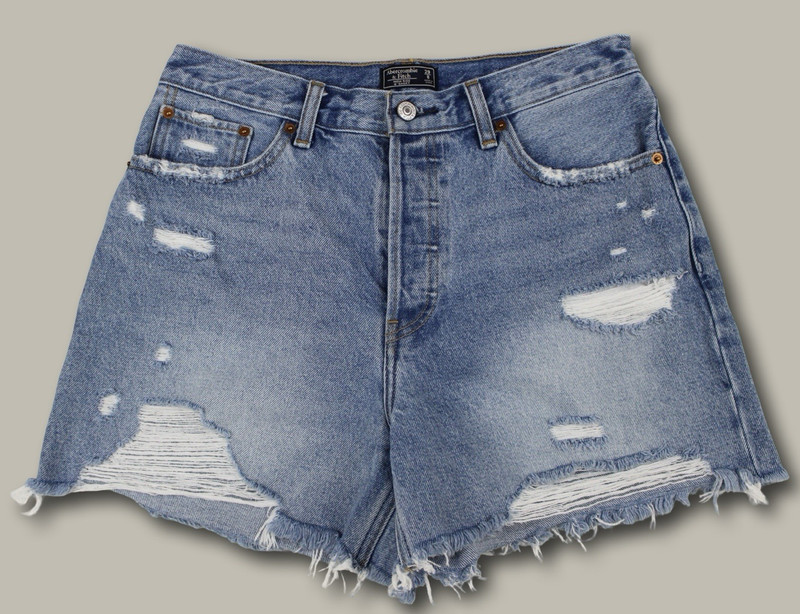 Abercrombie Fitch High Rise 4″ Mom Shorts Size 29 8 Distressed Button Fly Frayed
